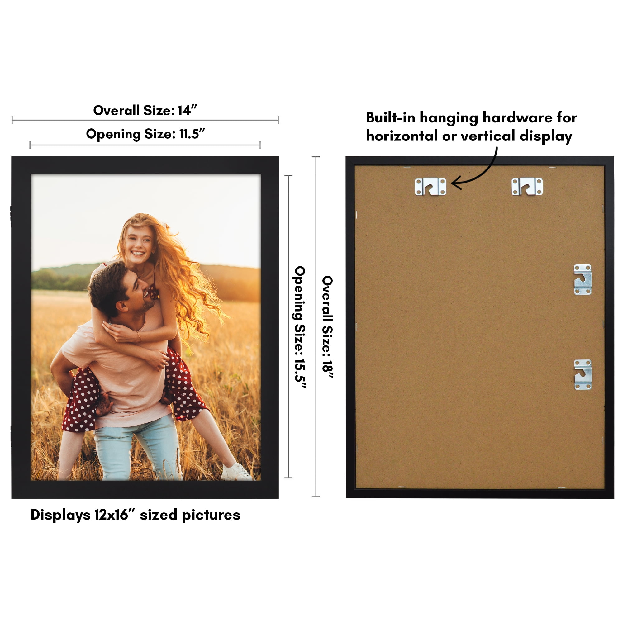 Americanflat 12x16 Picture Frame with Polished Plexiglass Storage Quick Change Frames Holds Photos - Black