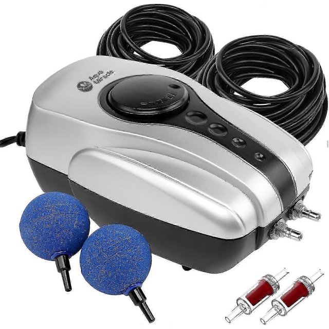 Pond Air Pump Koi Pond Aerator For Pond Up To 1000 Gallons Pond Deicer All-in-one Pond Aeration Kit With Double Outlet Airline Tubing Air Stones Check