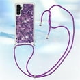 thumbnail image 4 of Long Crossbody Lanyard Clear Case for Samsung Galaxy A24 4G with Adjustable Neck Strap, Glitter Sparkly Bling Quicksand Phone Cover Cases for Samsung Galaxy A24 4G QKG Purple, 4 of 14