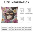 thumbnail image 5 of Emoji Flannel Fleece Pillow Cushion Cover, Cartoon Monkey Expressions on Hawaii Aloha Theme Leafy Floral Backdrop, Decorative Square Accent Pillow Case", Brown Lilac and Rose, 5 of 5