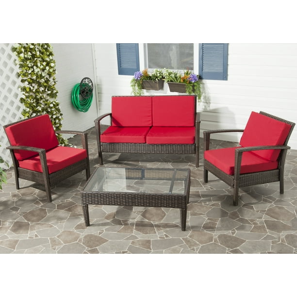 Safavieh Piscataway Outdoor Contemporary 4 Piece Set with Cushion