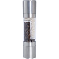 2 in 1 Salt and Pepper Grinder Stainless Steel Manual Pepper Mill Adjustable Coarseness Ceramic Spice Grinder Dual Refillable Salt Pepper Mill Shaker for Camping Travel Outdoor Home BBQ