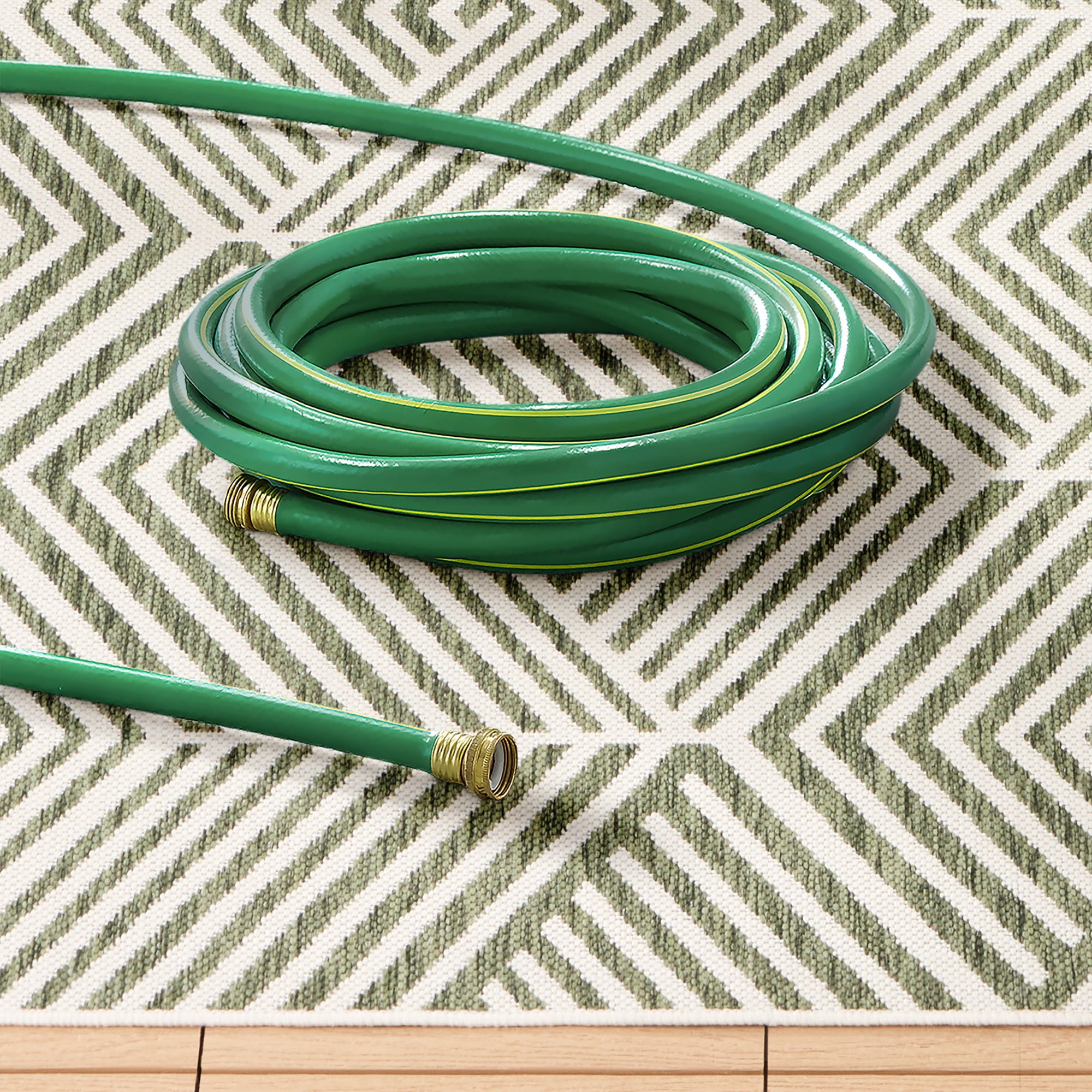 NICOLE MILLER NEW YORK Patio Country Ombre Geo Indoor Outdoor Area Rug, UV Fade Resistant, Low Pile, Green/Cream, 7'9"x10'2"