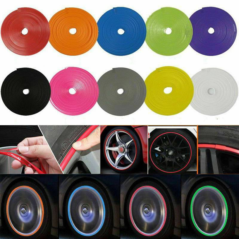 CARFUN 8m Multicolor Tire Care Protector Wheel Hub Stickers Strip Protector for Ford Chevrolet Audi Jeep Toyota Nissan Honda All The car Styling 