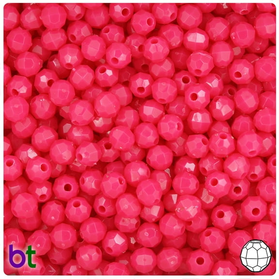BeadTin Magenta Neon Bright 6mm Faceted Round Plastic Beads (600pcs)