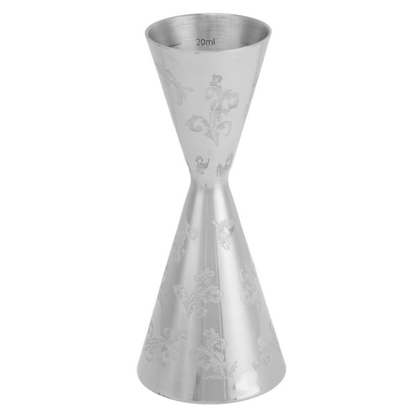 Jigger de acero inoxidable con diseño de hojas y rayas, de doble cabezal, para cócteles y coctelería, 30 ml y 60 ml
