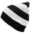 thumbnail image 2 of COUVER Striped Knit Warm Beanie with or without Pom Pom Winter Hats (Black / White), 2 of 6