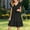 Black, variant on Juslio Girl Dresses Casual Ruffle Sleeve V-Neck Summer Beach A Line Dresses Knee Length Black Sundress