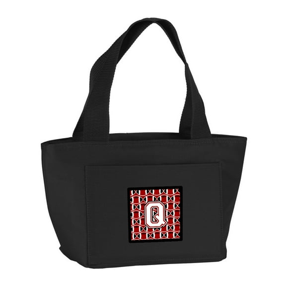 Letter Q Football Cardinal and White Lunch Bag