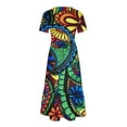 thumbnail image 4 of Robe d'Été pour Femmes 2024 Mode Grande Taille Manches Courtes Col Rond Jupe Mi-Longue avec Imprimé Superposé Double Poche Robe 50 % de Réduction!, 4 of 4
