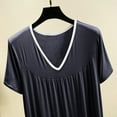 thumbnail image 5 of Yuncity Women Nightgown Summer V Neck Short Sleeve Casual Sleepshirt Comfortable Home Basic Solid Color Pajamas Pjs Loungewear Soft M-6Xl, 5 of 5