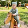 thumbnail image 3 of Cjfdfy Newborn Baby Boy Fall Outfit Mock Two-piece Overalls Romper Stripe Waffle Knitted Long Sleeve Bodysuit Hat Two Piece Set Infant Cute Coming Home Fall Winter Outfit, 3 of 9