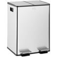 thumbnail image 1 of HOMCOM Poubelle Double, 2 x 20 Litres Poubelle avec Couvercle à Fermeture Douce, Argent, 1 of 10