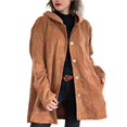 thumbnail image 2 of Chaqueta de Otoño para Mujer con Capucha, Informal, con Botones, Larga, Holgada, de , con Bolsillos. Marrón XXL, 2 of 7