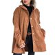 thumbnail image 2 of Chaqueta de Otoño para Mujer con Capucha, Informal, con Botones, Larga, Holgada, de , con Bolsillos. Marrón S, 2 of 7