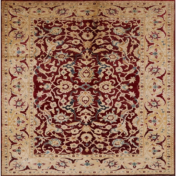 Ahgly Company Machine Washable Indoor Square Industrial Modern Sandy Brown Area Rugs, 7' Square