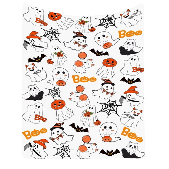 Halloween Throw Blanket - Soft Plush Ghost Blanket - Cozy Flannel White Halloween Decoration for Party Sofa Bed Living Room 30"x40"