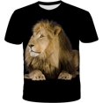 thumbnail image 1 of "Playera Manga Larga Hombre Camiseta Personalizada Con Estampado De León Para Hombre, Camiseta De Manga Corta Con Estampado 3D, Camiseta Informal De Verano Con Cuello Redondo De Hip-Hop Para Hombre,Ca" Xishao ropa, 1 of 2