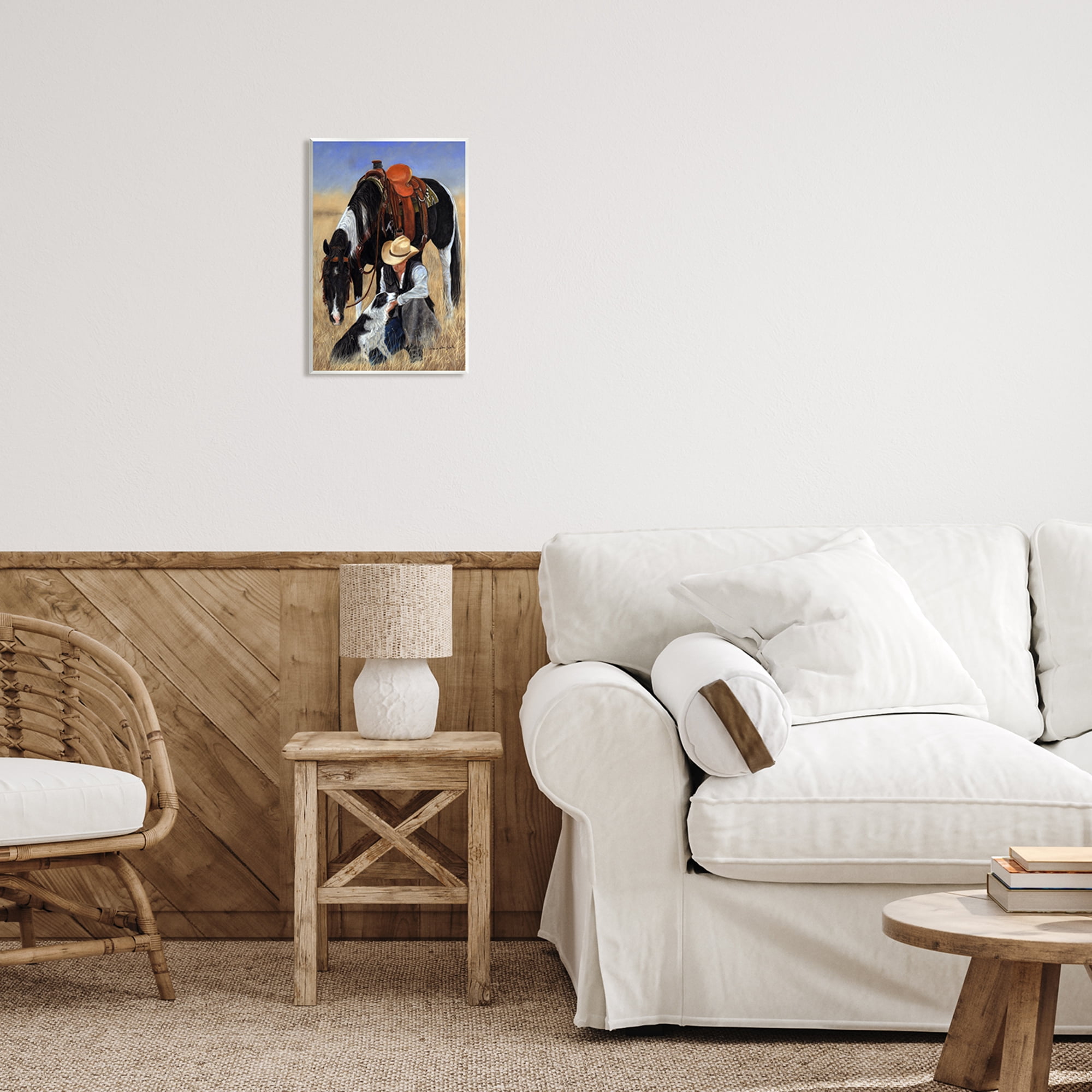 Stupell Industries Cowboy with Dog & Horse Animals & Insects Painting Unframed Art Print Wall Art, 10 x 15