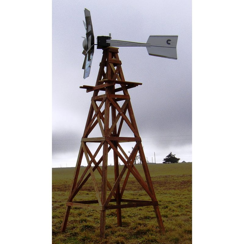 16 ft. 4 legged Wooden Ornamental Nonfunctional Windmill With Galvanized Steel Head by Outdoor Water Solutions