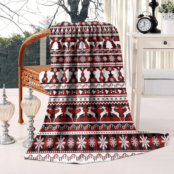 Christmas Blanket Santa Claus Deer Flannel Throw Blanket Soft Plush Snowman Blanket for Couch Sofa Bed Merry Christmas Home Decor 50x60”