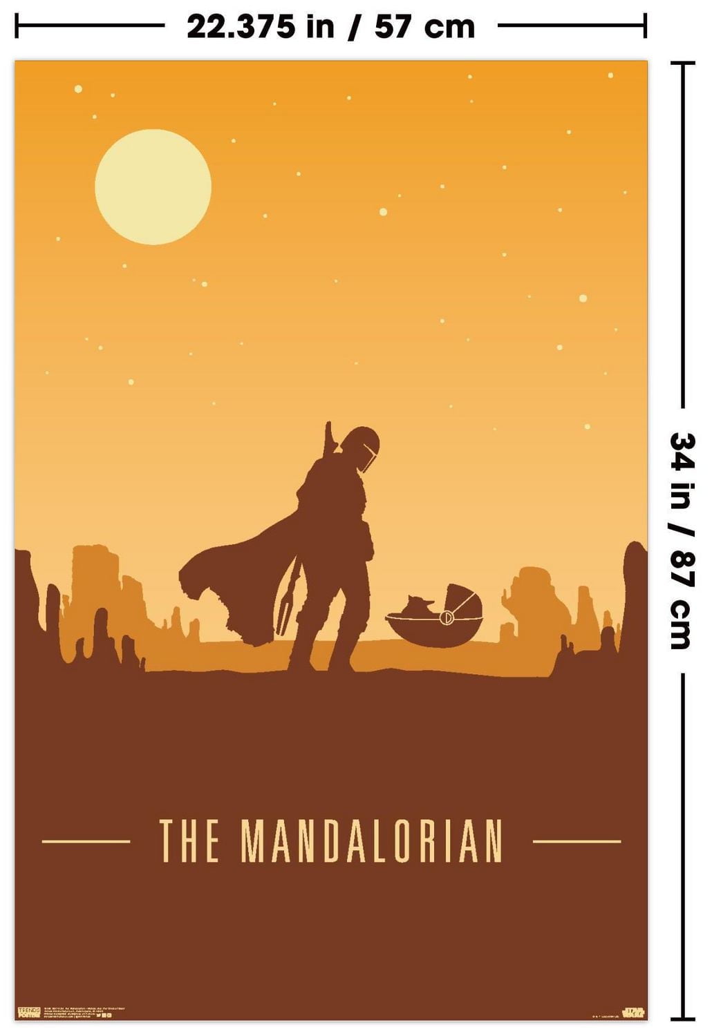 Star Wars: The Mandalorian - Mando and The Child at Dusk Wall Poster, 22.375" x 34"