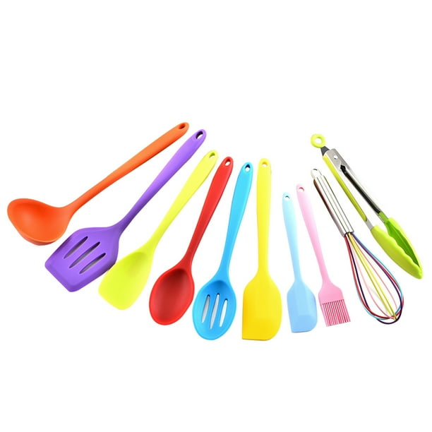 Irfora Juego de utensilios de cocina de silicona, 10 piezas, cuchara antiadherente resistente al calor, espátula, cucharón, utensilios de cocina, vajilla Irfora Utensilio de cocina