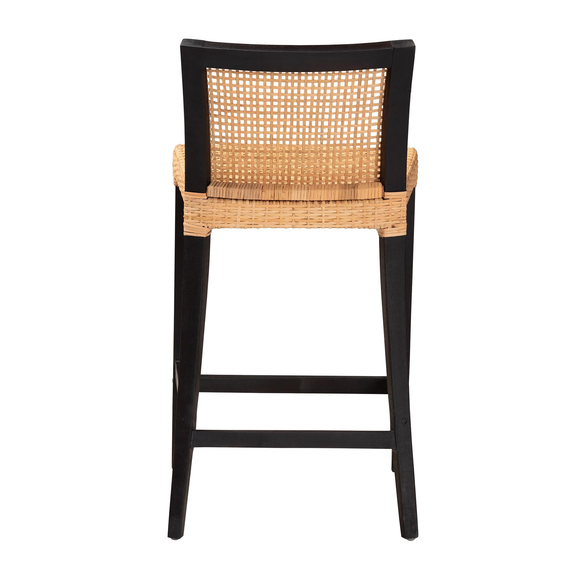 Baxton Studio Lingga Modern Bohemian Rattan Counter Stool, Dark Brown Mahogany