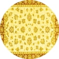 thumbnail image 1 of Ahgly Company Indoor Round Oriental Yellow Traditional Area Rugs, 4' Round, 1 of 4