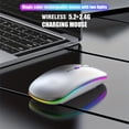 thumbnail image 2 of Ratón inalámbrico para juegos con retroiluminación, periférico ergonómico y silencioso, recargable por RGB, Compatible con USB, para ordenador portátil y PC, 2 of 5