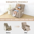 thumbnail image 4 of JIATER Recliner Chair Covers Velvet Recliner Covers Stretch Recliner Slipcover with Pockets,Khaki, 4 of 8