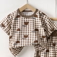 thumbnail image 5 of NOLDARES Kids Toddler Baby Boys Outfits 2 Piece Trendy Print Short Sleeve Round Neck T-Shirt and Relaxed Fit Shorts Sets Clothes(Brown,18-24 M), 5 of 6
