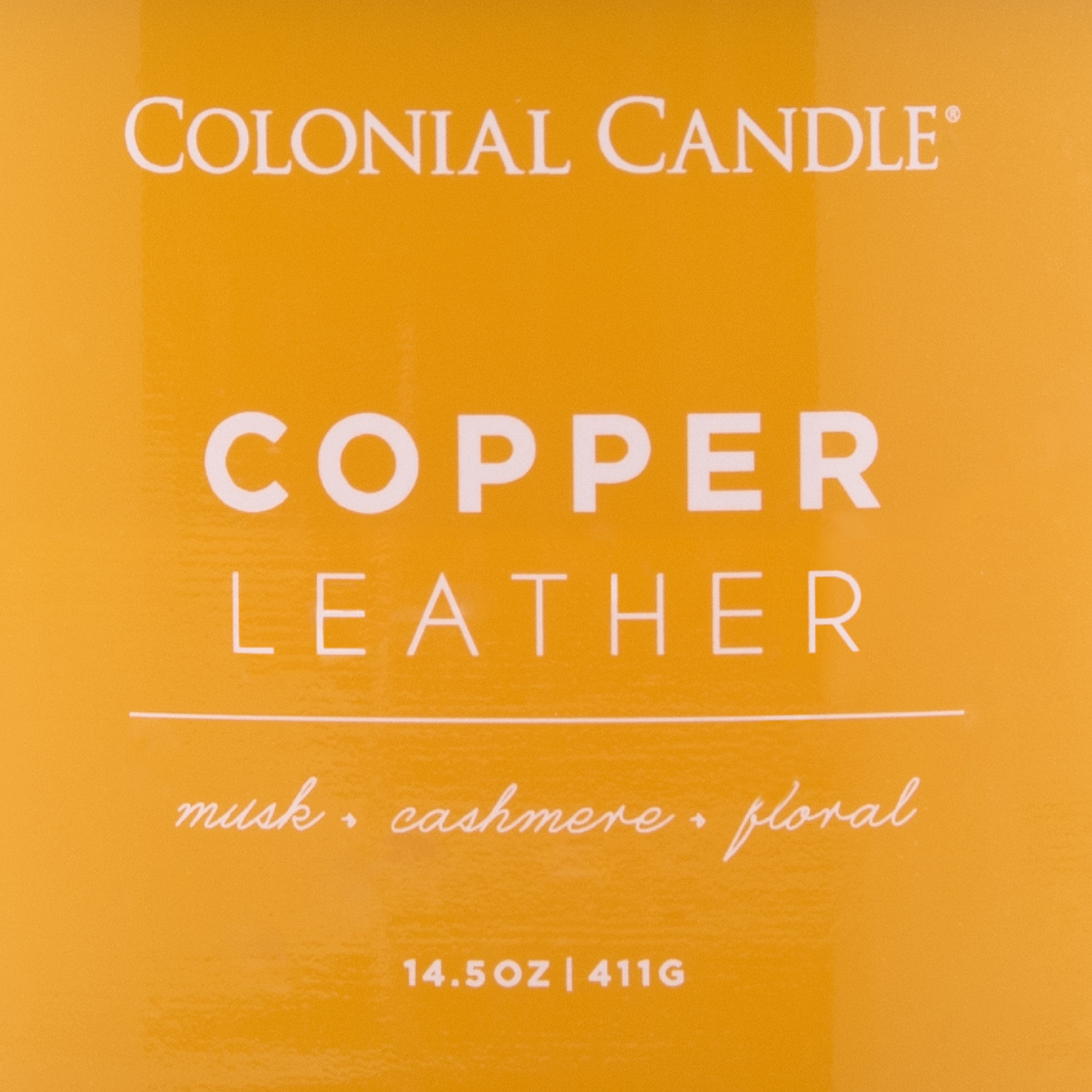 Colonial Candle Copper Leather 14.5 oz 3 Wick Candle, Yellow