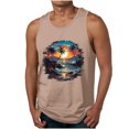 thumbnail image 2 of Nmnitkp Tank Tops Men Mens High-Quality Fabric Summer Beach Tank Top Tropical Hawaiian Palm Tree Print Sleeveless Shirts Muscle Tee Vacation Shirts Khaki,M, 2 of 5
