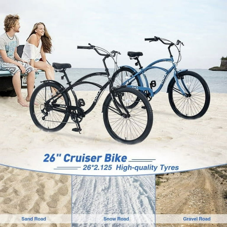 ACE-BIKE, 1-YEAR-WARRANTY, 7 Speed 26 Inch Men's Beach Cruiser