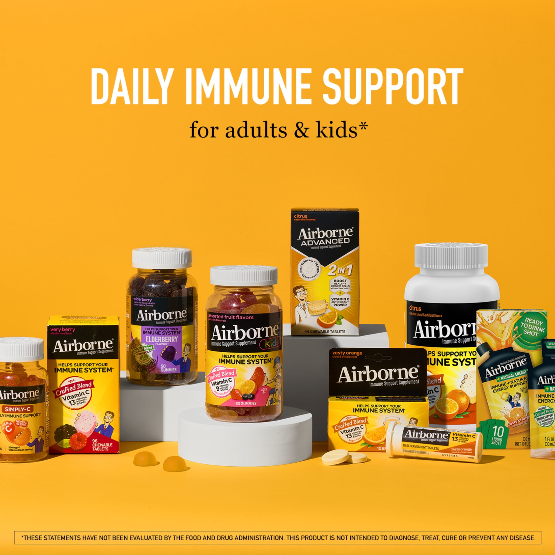 Airborne Vitamin C & Zinc Immune Support Gummies, Honey Lemon Flavor, 63 Count