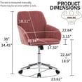 thumbnail image 3 of Velvet Office Desk Chair with Silver Base, with Wheels,Modern Height Adjustable 360 Degree Swivel Upholstered Vanity Chairs with Arms for Living Room Bedroom,Rose, 3 of 9