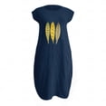 thumbnail image 3 of Fankiway Robe Unie à Manches Courtes Col Rond Imprimée avec Poches Robe Midi Grande Taille pour Femmes Rondes Printemps 3826, 3 of 4