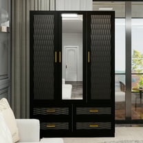 ClassyCabin Armoire Wardrobe Closet Cabinet with Drawers, Modern Closet Cabinet for Large Capacity with Hanging Rod, Wood