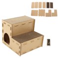 thumbnail image 1 of Tarjeta para rascar de casa para gatos, doble capa, superior desmontable, rascadores corrugados encantadores, cueva para gatos, tarjeta para rascar para casa de gatos M, 1 of 5