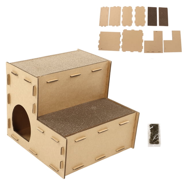 Tarjeta para rascar de casa para gatos, doble capa, superior desmontable, rascadores corrugados encantadores, cueva para gatos, tarjeta para rascar para casa de gatos M
