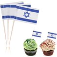 thumbnail image 1 of EFIVS ARTS 100 Pcs Israel Flag Toothpick Cake Toppers Israeli Flag Cocktail Food Decorations Small Mini Stick Cupcake Toppers Picks for Celebration Party Supplies, 1 of 7