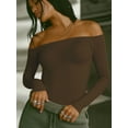 thumbnail image 2 of MOYIKO Off The Shoulder Tops For Women Fitted Long Sleeve Shirts Elegant, 2 of 7