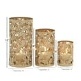 thumbnail image 4 of DecMode Set of 3 6", 9", 12"H,  Elegant Gold Metallic Eclectic Leaves Candleholder/Lantern, 4 of 8