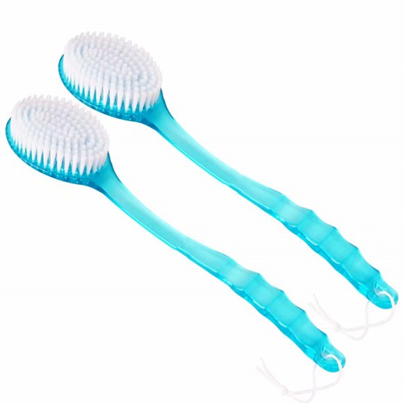 Cribun Long Handle Body Brush, Gentle Bath Brush Shower Cleaning Brush, Dry and Wet Back Skin Washer Scrubber, Improve Lymphatic Stimulation Blood Circulation Detoxification for Men,Women, Blue