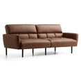 Mayview Sofa Bed with Box Tufting and Removable Arms, Brown Faux
