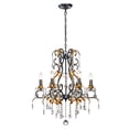 thumbnail image 2 of Mid-Century French Style 6-Light Crystal Chandelier in Matte Black and Antique Gold Finish For Versatile Interiors, 2 of 5