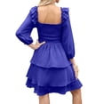 thumbnail image 5 of Xuanfei Women Square Neck Smocked 3/4 Sleeve Tiered Mini Dress, 5 of 7