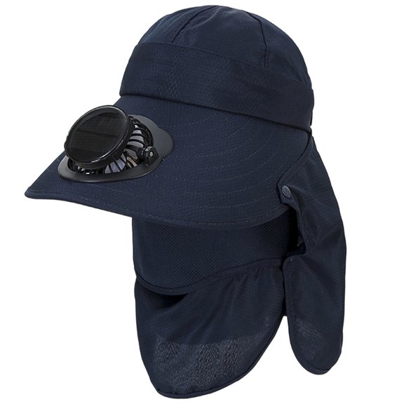 HJYCHN Solar Fan Hat Outdoor Working Sun with Removable Brim for Gardening and Beach Activities Navy One Size
