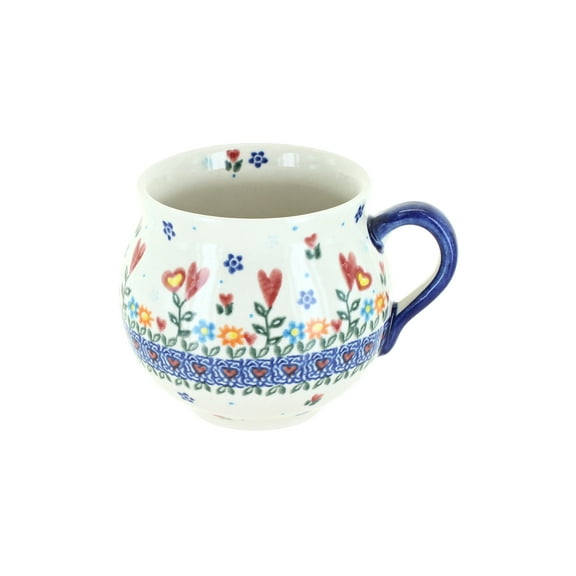 Blue Rose Polish Pottery Hearts & Flowers Bubble Mug